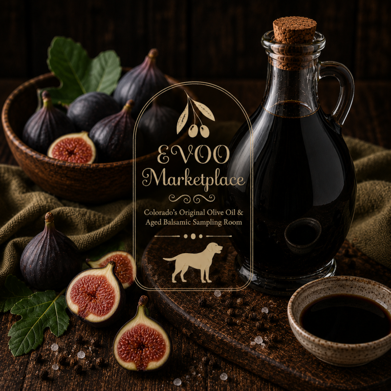 Black Mission Fig Dark Balsamic Vinegar bottle 375ml from EVOO Marketplace