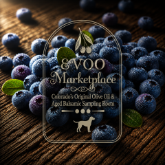 Blueberry Infused Dark Balsamic vinegar bottle – berry vinaigrette for spinach salads and yogurt bowls