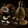 Coconut Infused White Balsamic from EVOO Marketplace with fresh coconut and barrel-aged white balsamic vinegar
