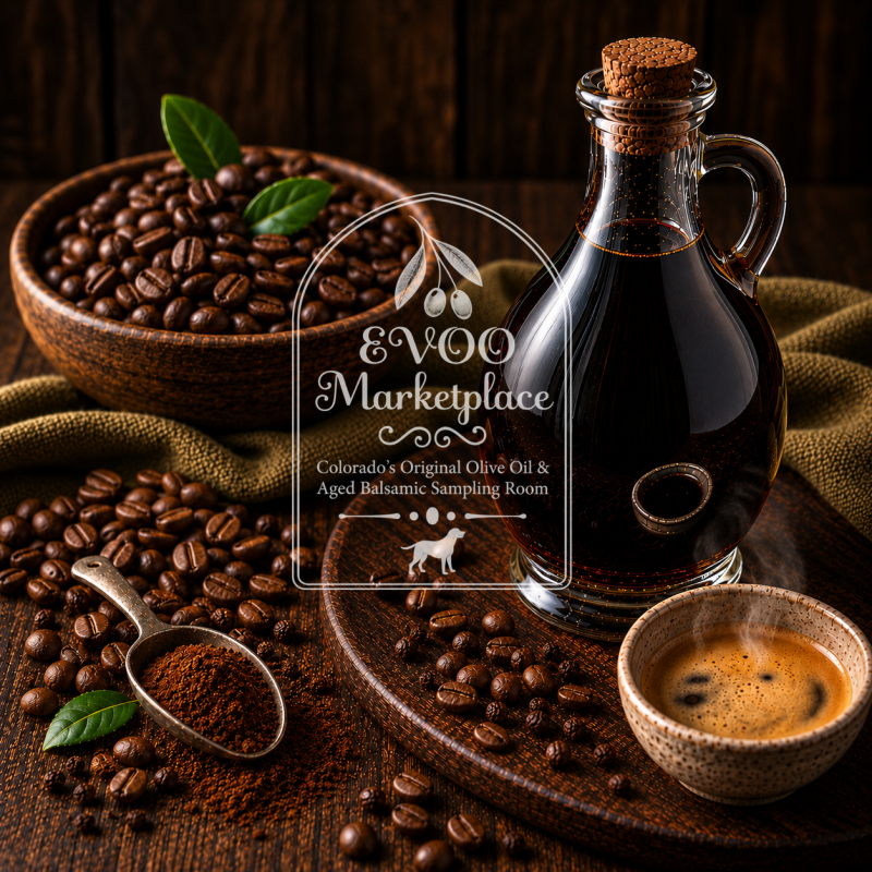 Espresso Dark Balsamic Vinegar bottle with bold roasted coffee flavor