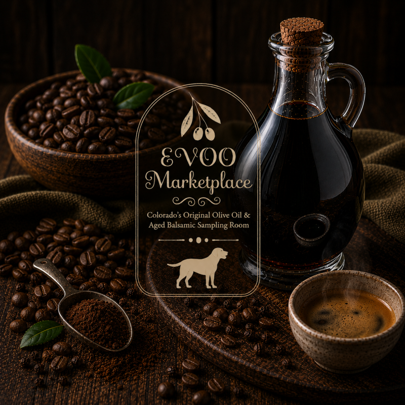 Espresso Dark Balsamic Vinegar bottle with bold roasted coffee flavor