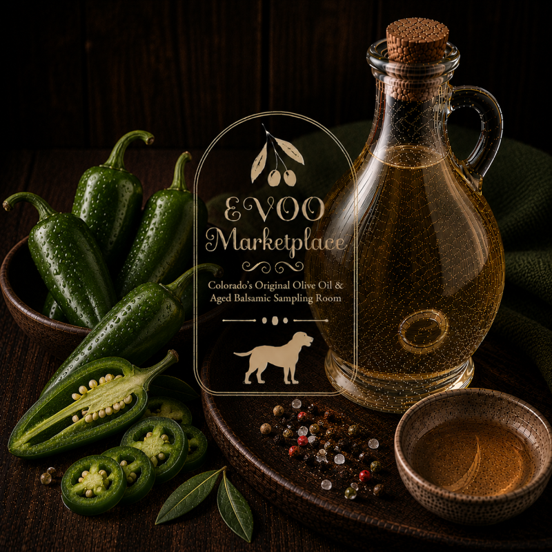 Jalapeño White Balsamic from EVOO Marketplace for guacamole, salsa, ceviche, marinades, and savory dressings