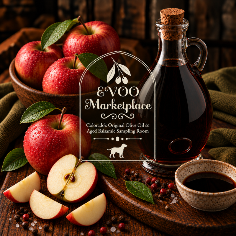 Red Apple Dark Balsamic Vinegar bottle from EVOO Marketplace
