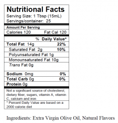 Tuscan Herb Olive Oil nutrition facts