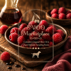 Raspberry Infused Dark Balsamic drizzled over spinach salad with walnuts and feta