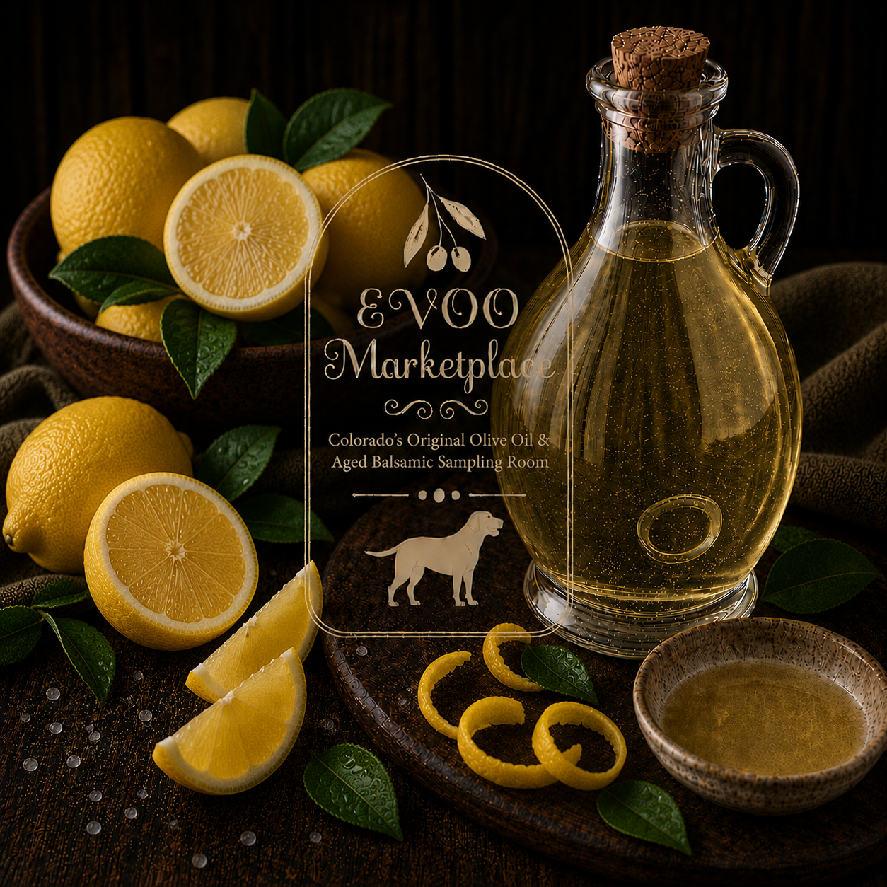Sicilian Lemon White Balsamic vinegar bottle from EVOO Marketplace made with barrel-aged Italian grape must and natural lemon infusion