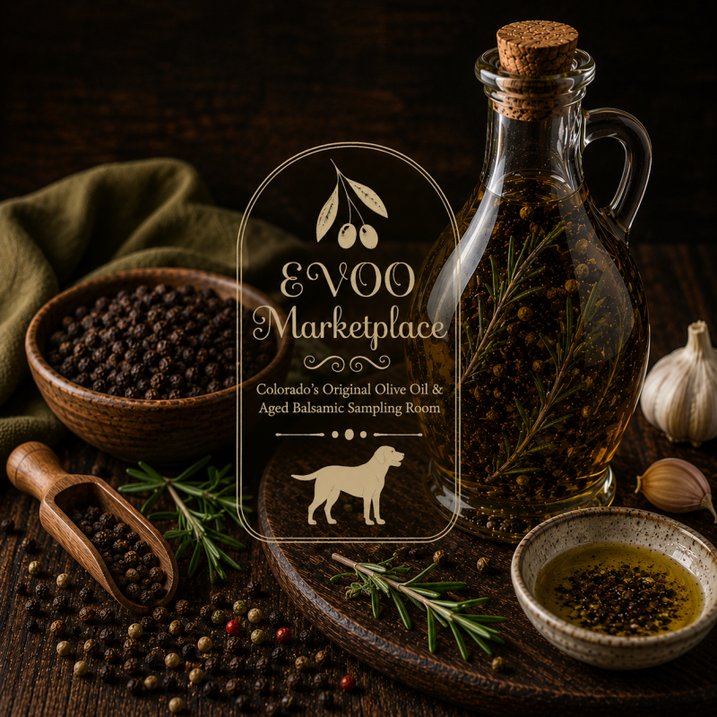 Madagascar Black Peppercorn Infused Olive Oil 12.7 fl. oz. (375ml)