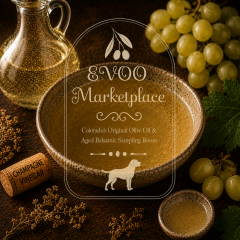 Champagne Wine Vinegar bottle from EVOO Marketplace for vinaigrettes marinades sauces and deglazing