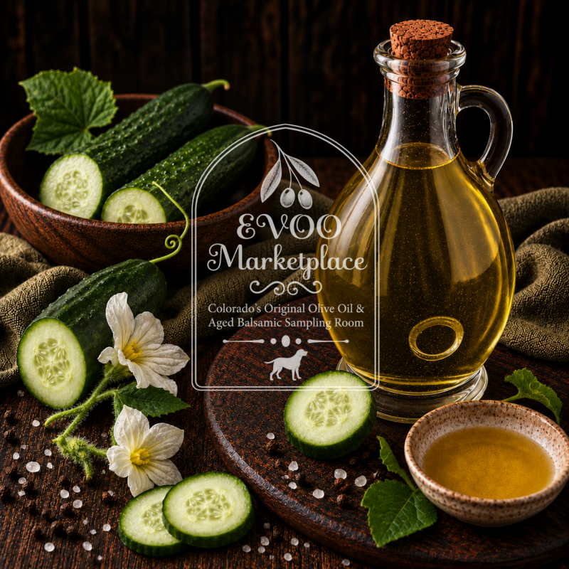 Suyo Cucumber White Balsamic vinegar bottle for salads seafood vinaigrettes and refreshing drinks