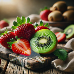 Strawberry Kiwi Rosé Balsamic vinegar bottle for salads spritzers fruit and vinaigrettes