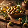 Cobrançosa Ultra Premium Extra Virgin Olive Oil from Portugal 2025 harvest with fresh olives on rustic wooden table