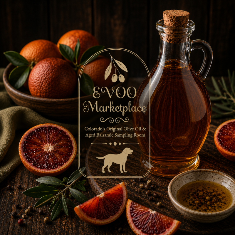 Blood Orange Olive Oil whole fruit fused olive oil from Tunisia by EVOO Marketplace